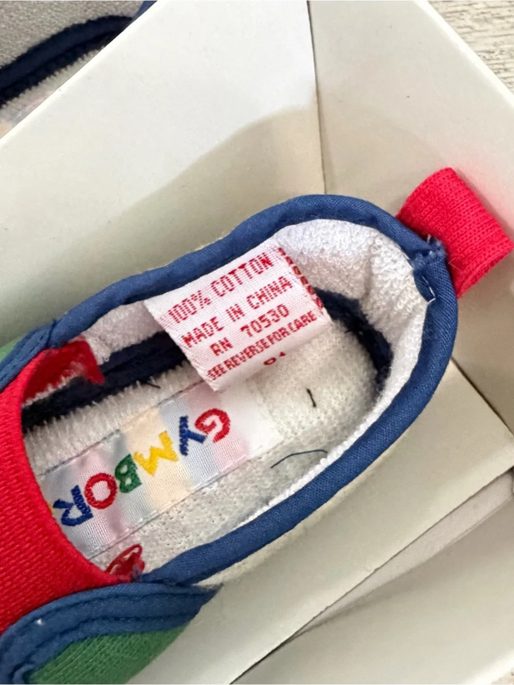 VTG 90s Gymboree Baby Crib Shoes Soft Sole Infant Rainbow Tag Boys NEW 3-6 Month